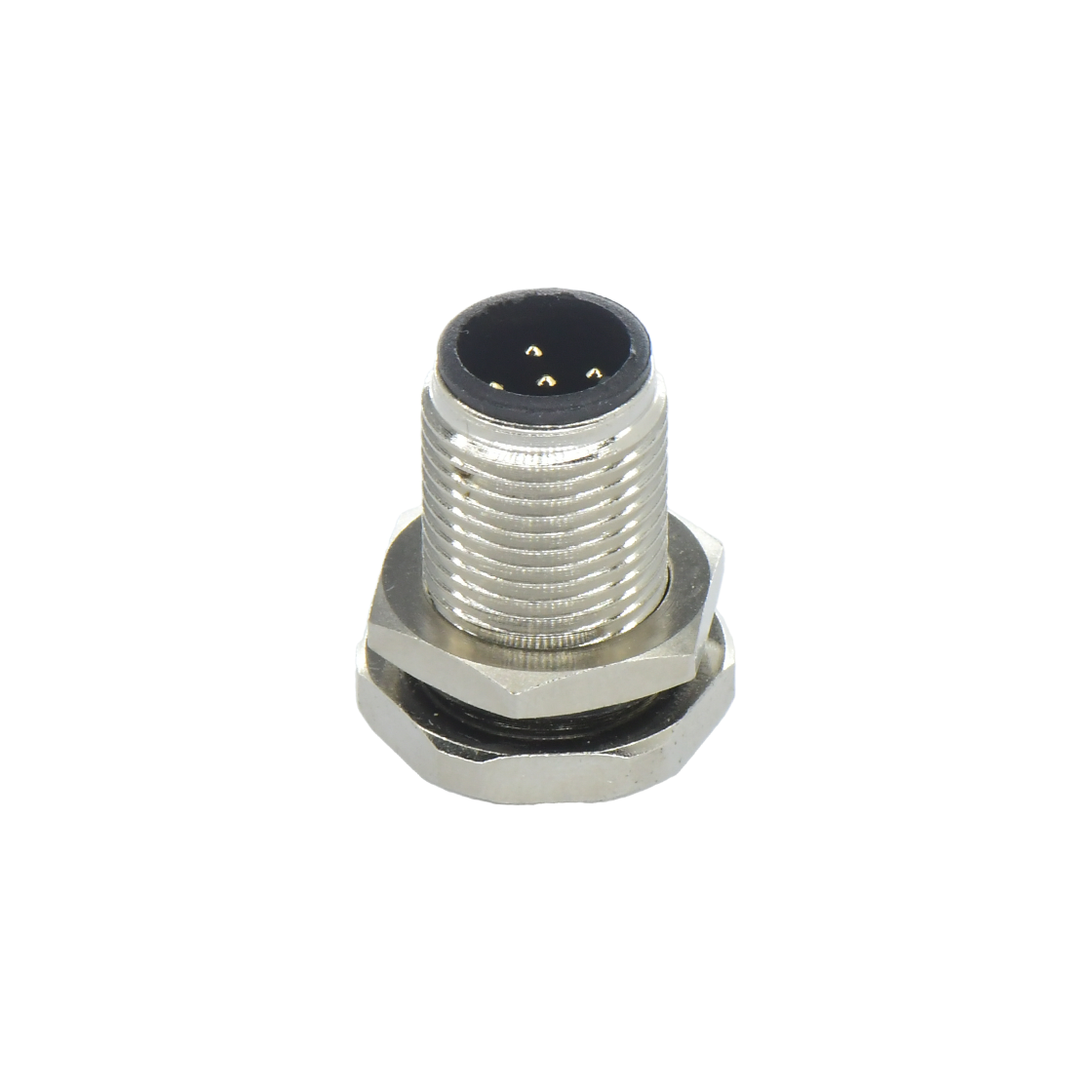 M12前锁面板 公直头 5芯 A编码 焊线式 开孔M12