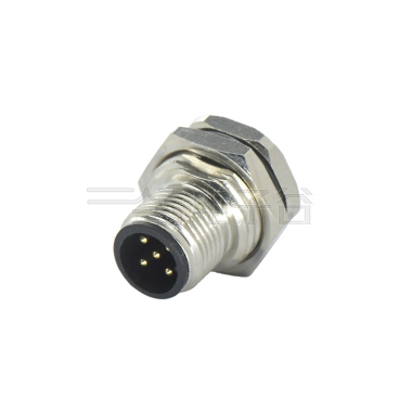 M12前锁面板 公直头 5芯 A编码 焊线式 开孔M16