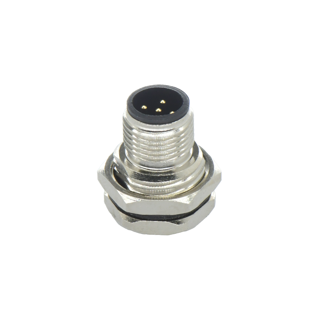 M12前锁面板 公直头 5芯 A编码 焊线式 开孔M16