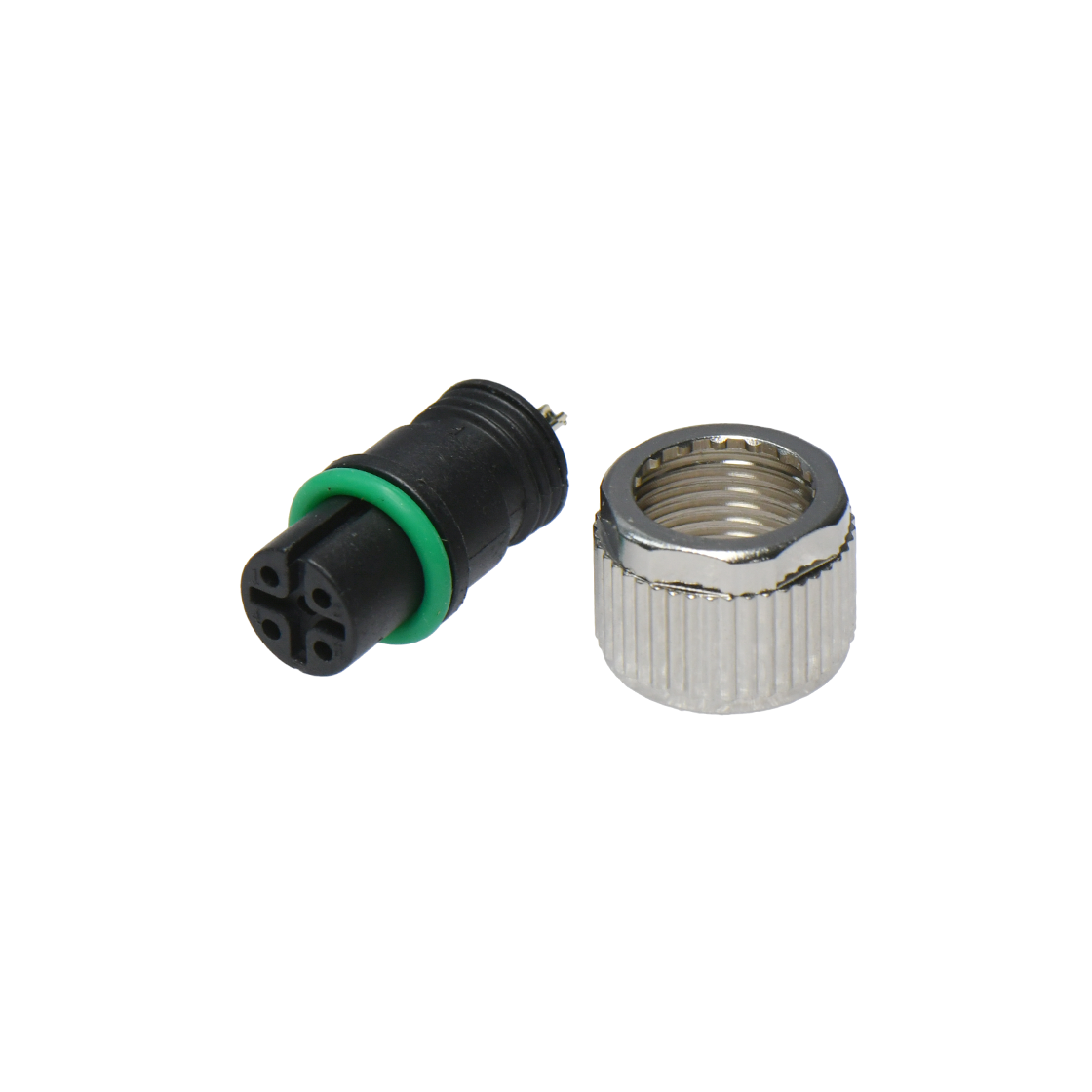 M12防水连接器 A编码 5芯 焊线式母头 B款+10.5L防振动六角螺母