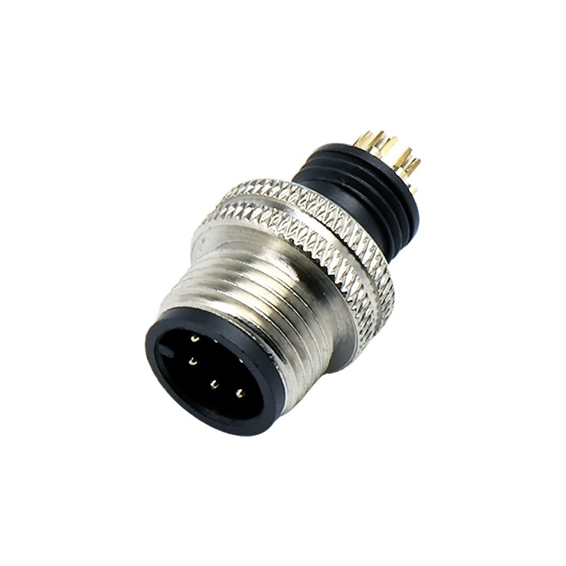 M12成型式防水连接器 6芯 A编码 焊线式公头 非屏蔽款+11.8L双网纹螺丝