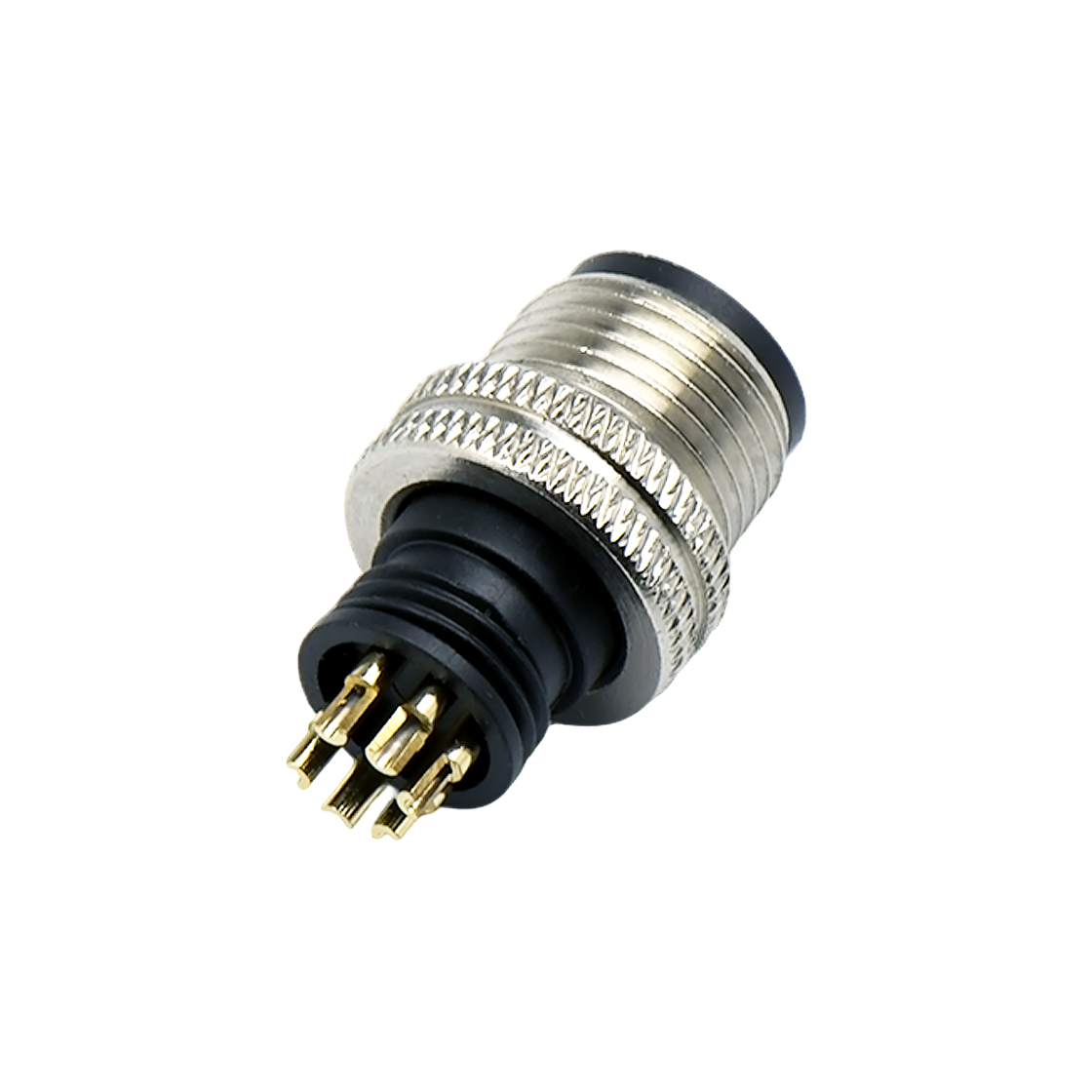 M12成型式防水连接器 6芯 A编码 焊线式公头 非屏蔽款+11.8L双网纹螺丝