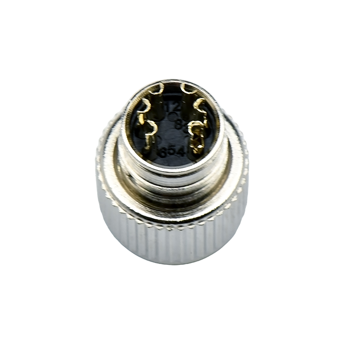 M12成型式防水连接器 6芯 A编码 焊线式母头 屏蔽款+10L直纹螺母