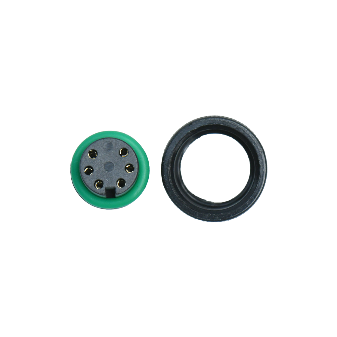 M12防水连接器 A编码 6芯 焊线式母头 C款+10.5L网纹POM螺母