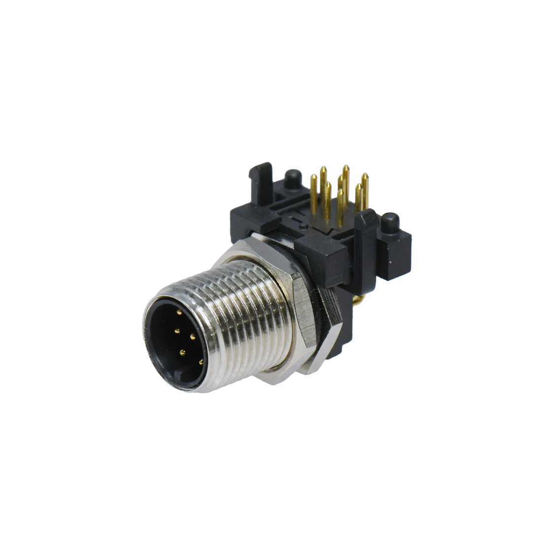 M12前锁面板 公弯头 8芯 A编码 PCB式 开孔M12