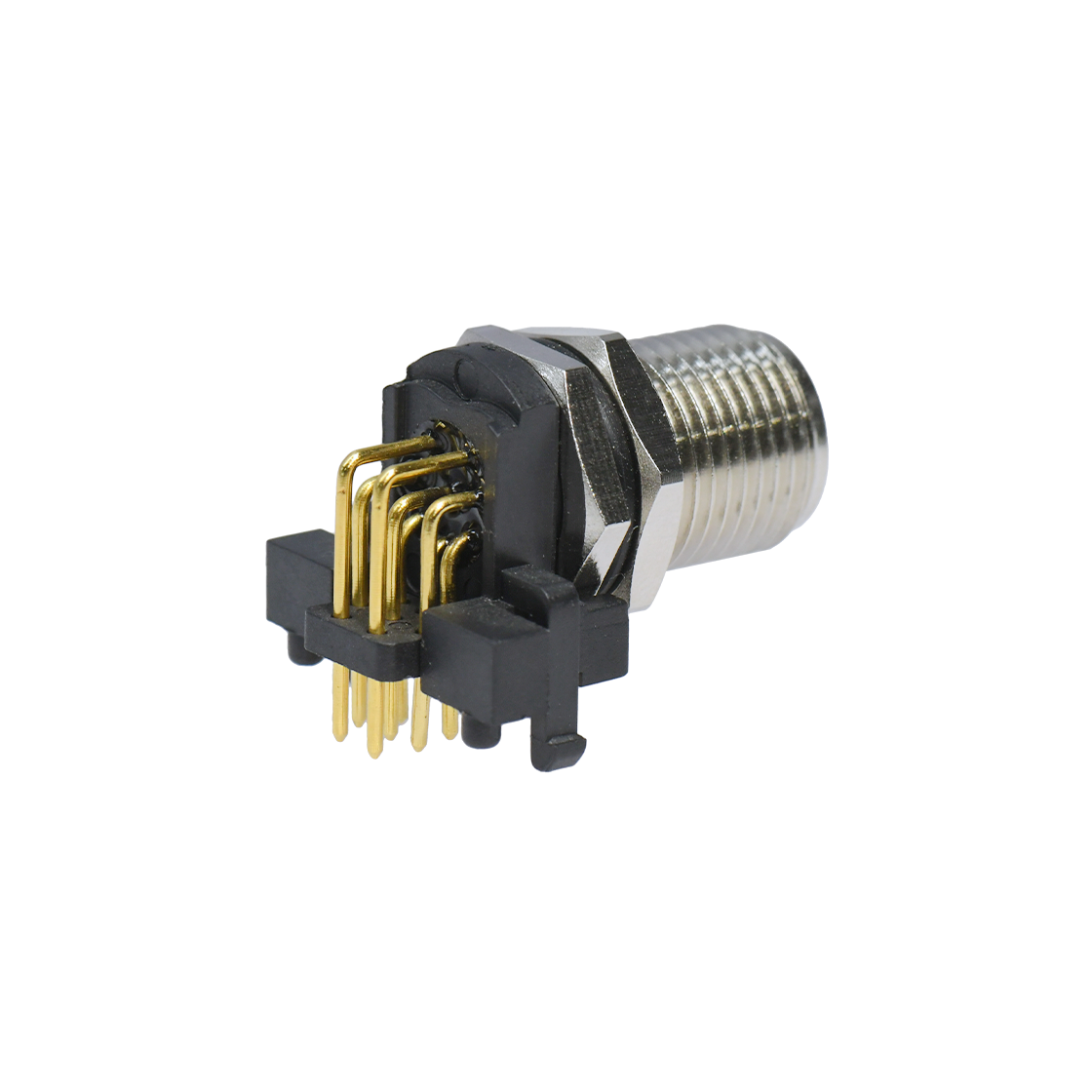 M12前锁面板 公弯头 8芯 A编码 PCB式 开孔M12