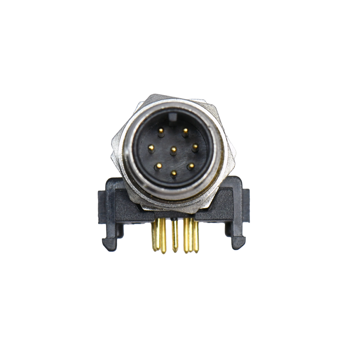 M12前锁面板 公弯头 8芯 A编码 PCB式 开孔M12