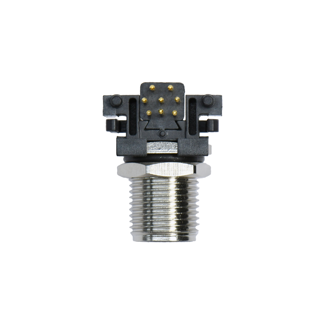 M12前锁面板 公弯头 8芯 A编码 PCB式 开孔M12