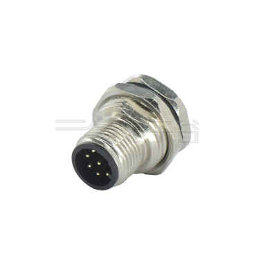 M12前锁面板 公直头 8芯 A编码 焊线式 开孔M16