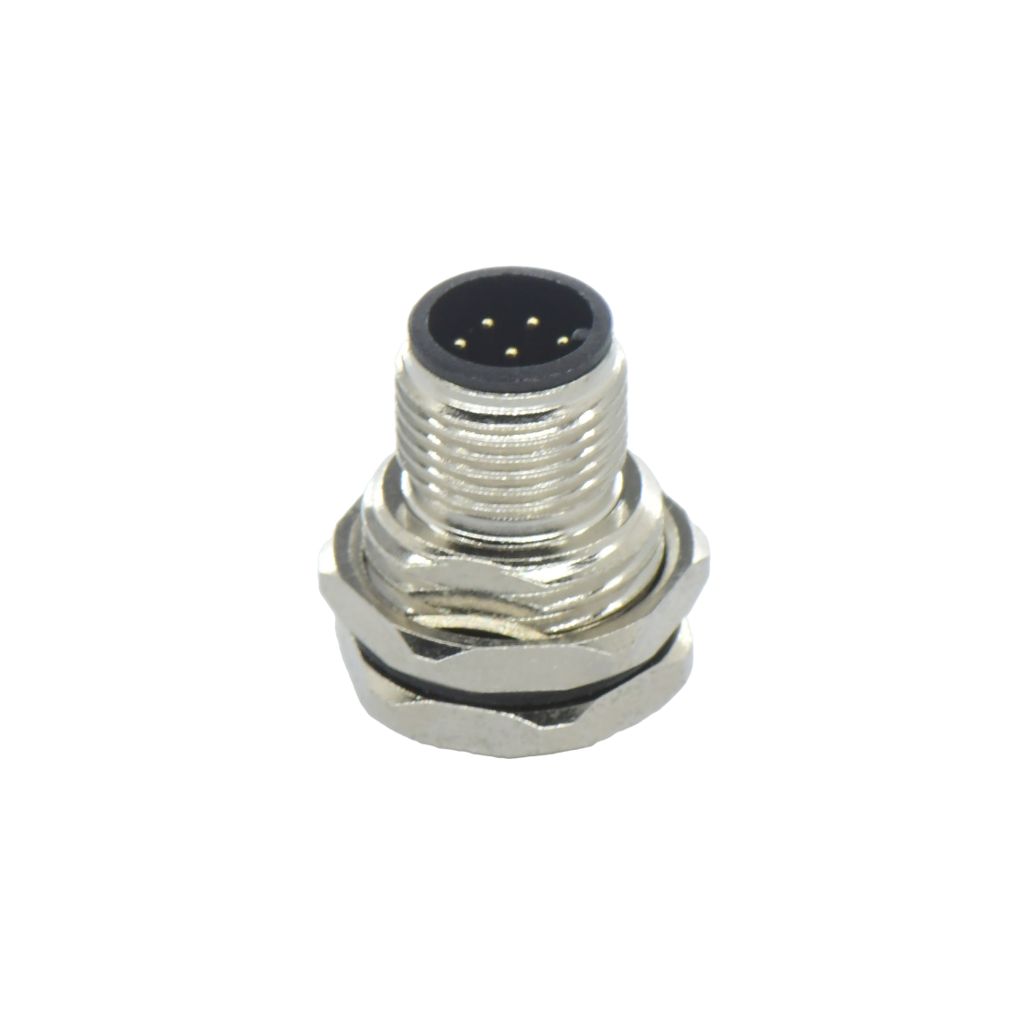 M12前锁面板 公直头 8芯 A编码 焊线式 开孔M16