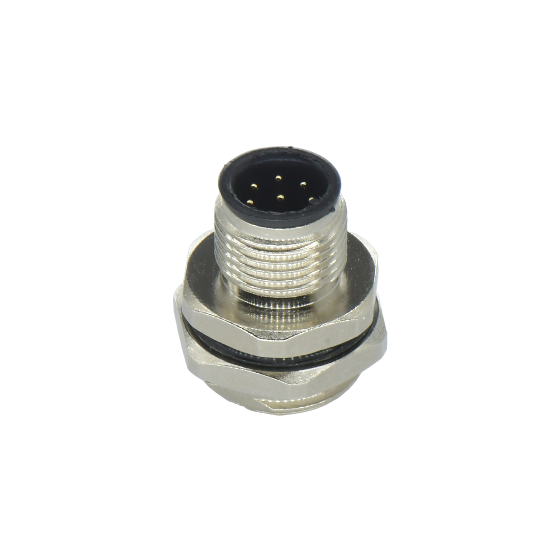 M12后锁面板 公直头 8芯 A编码 焊线式 开孔M16