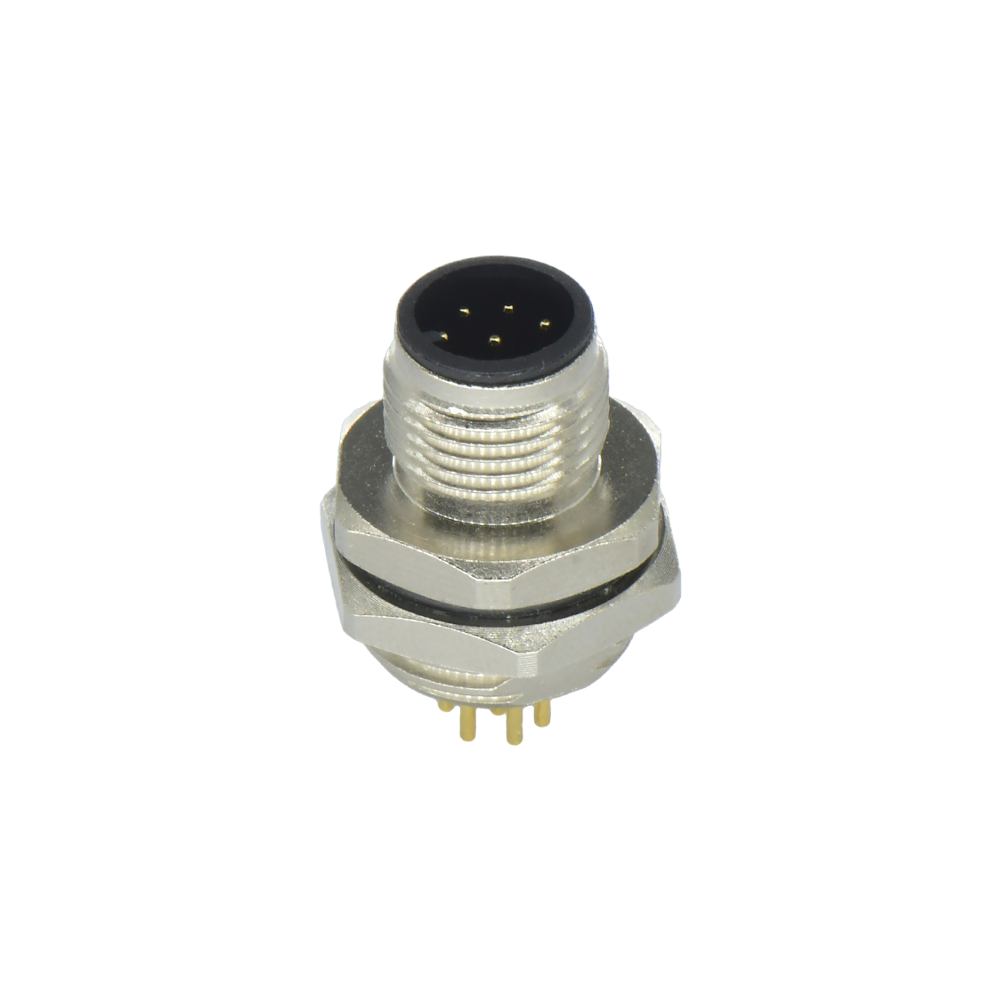 M12后锁面板 公直头 8芯 A编码 PCB式 开孔M16