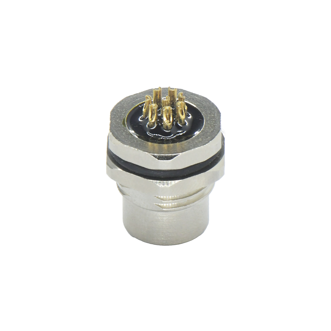 M12前锁面板 母直头 8芯 A编码 焊线式 开孔M16