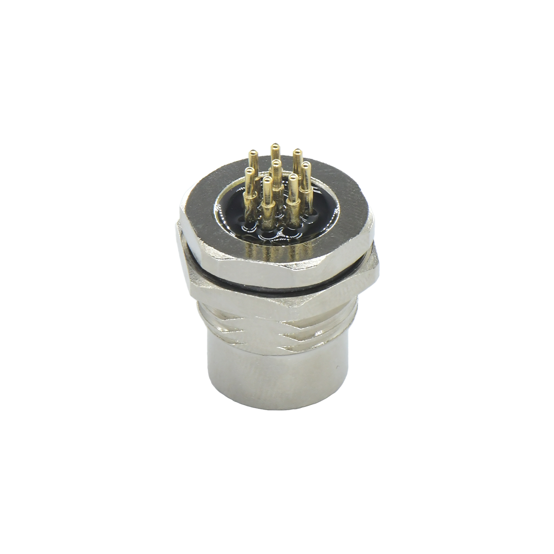 M12前锁面板 母直头 8芯 A编码 PCB式 开孔M16