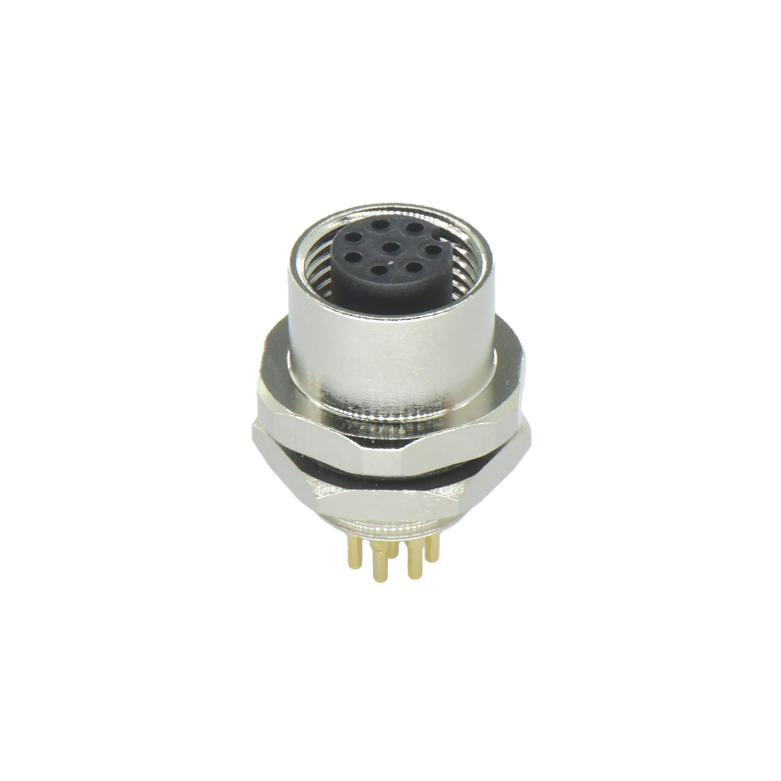 M12后锁面板 母直头 8芯 A编码 PCB式 开孔M12