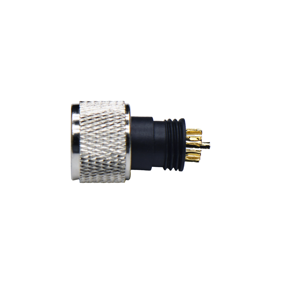 M12成型式防水连接器 8芯 A编码 焊线式母头 非屏蔽款+10.5L网纹螺母