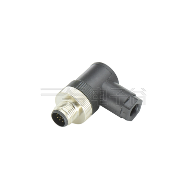 M12组装式半金属塑胶系列 公弯头 12芯 A编码 焊线式 线径PG7