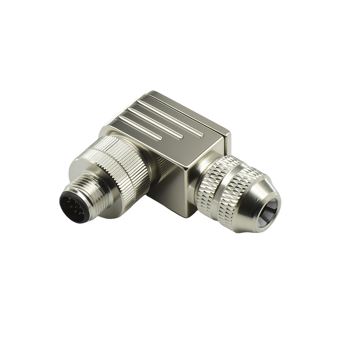 M12组装式金属款屏蔽系列 公弯头 12芯 A编码 焊线式 线径PG9