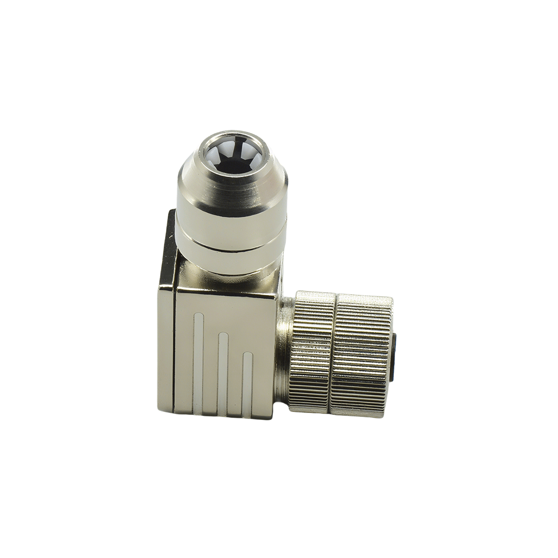 M12组装式金属款屏蔽系列 母弯头 12芯 A编码 焊线式 线径PG7