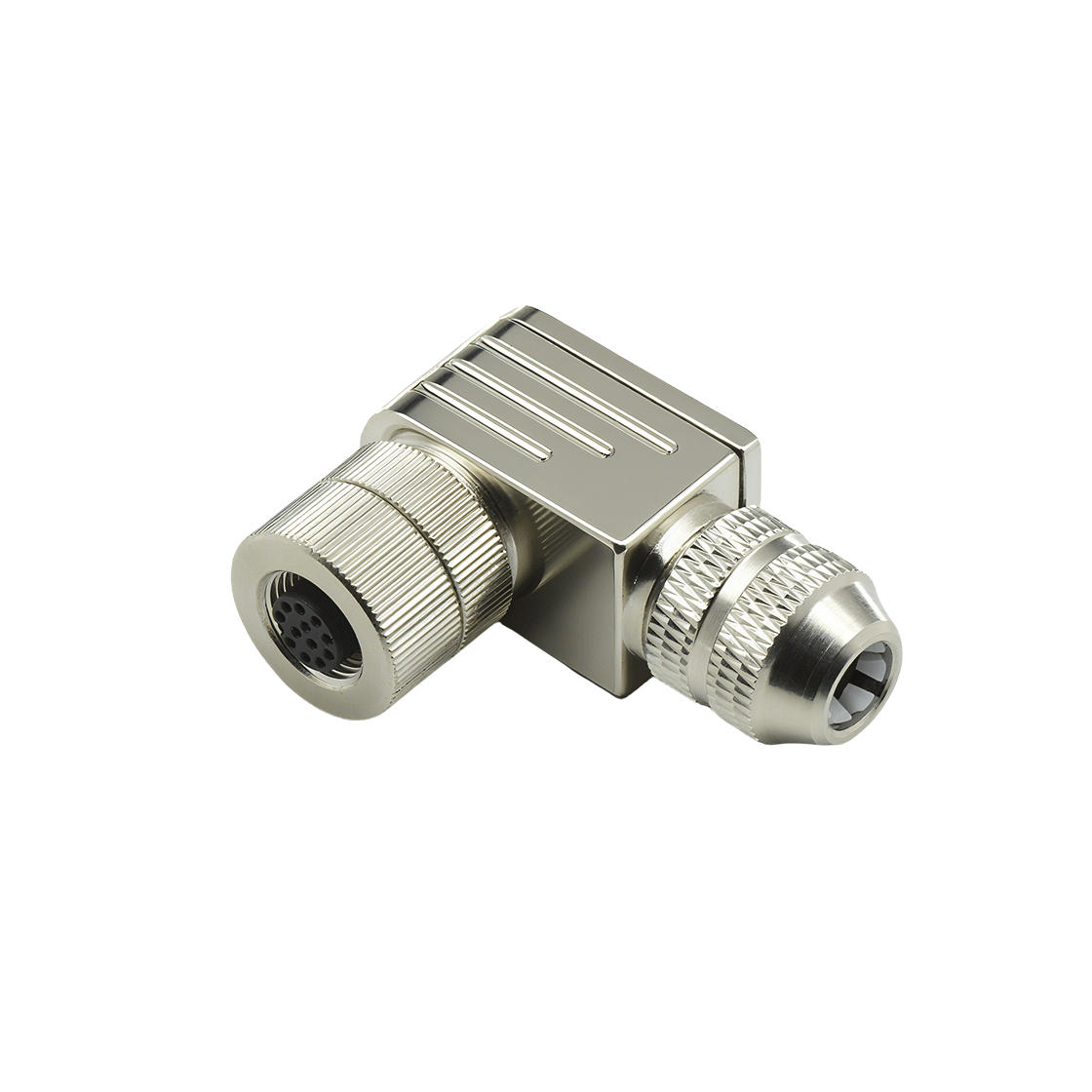 M12组装式金属款屏蔽系列 母弯头 12芯 A编码 焊线式 线径PG9