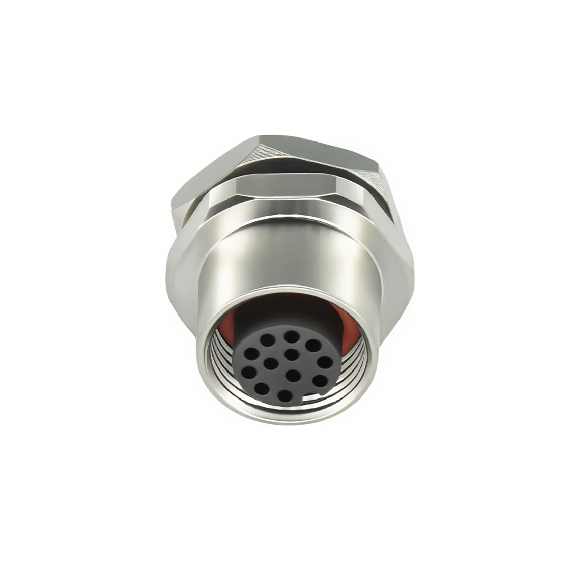 M12防水连接器A编码 12芯母头后锁面板焊线式 开孔M12.SW17T