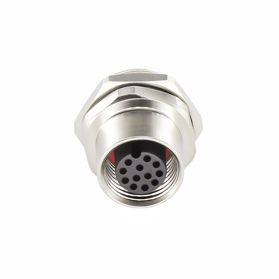 M12防水连接器A编码 12芯母头后锁面板焊线式 开孔M16.SW17T