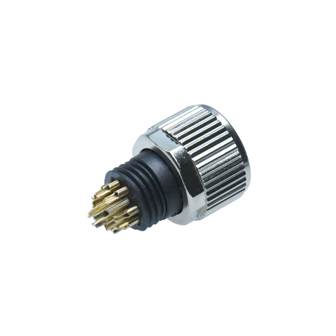 M12防水连接器 A编码 12芯 焊线式母头 B款+10.5L防振动六角螺母