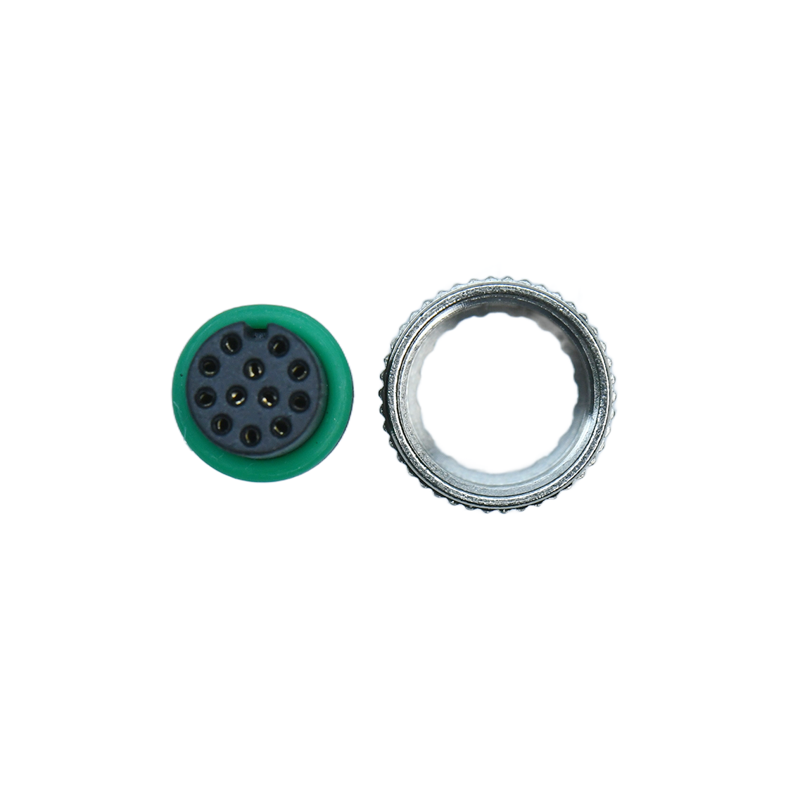 M12防水连接器 A编码 12芯 焊线式母头 B款+10.5L防振动六角螺母