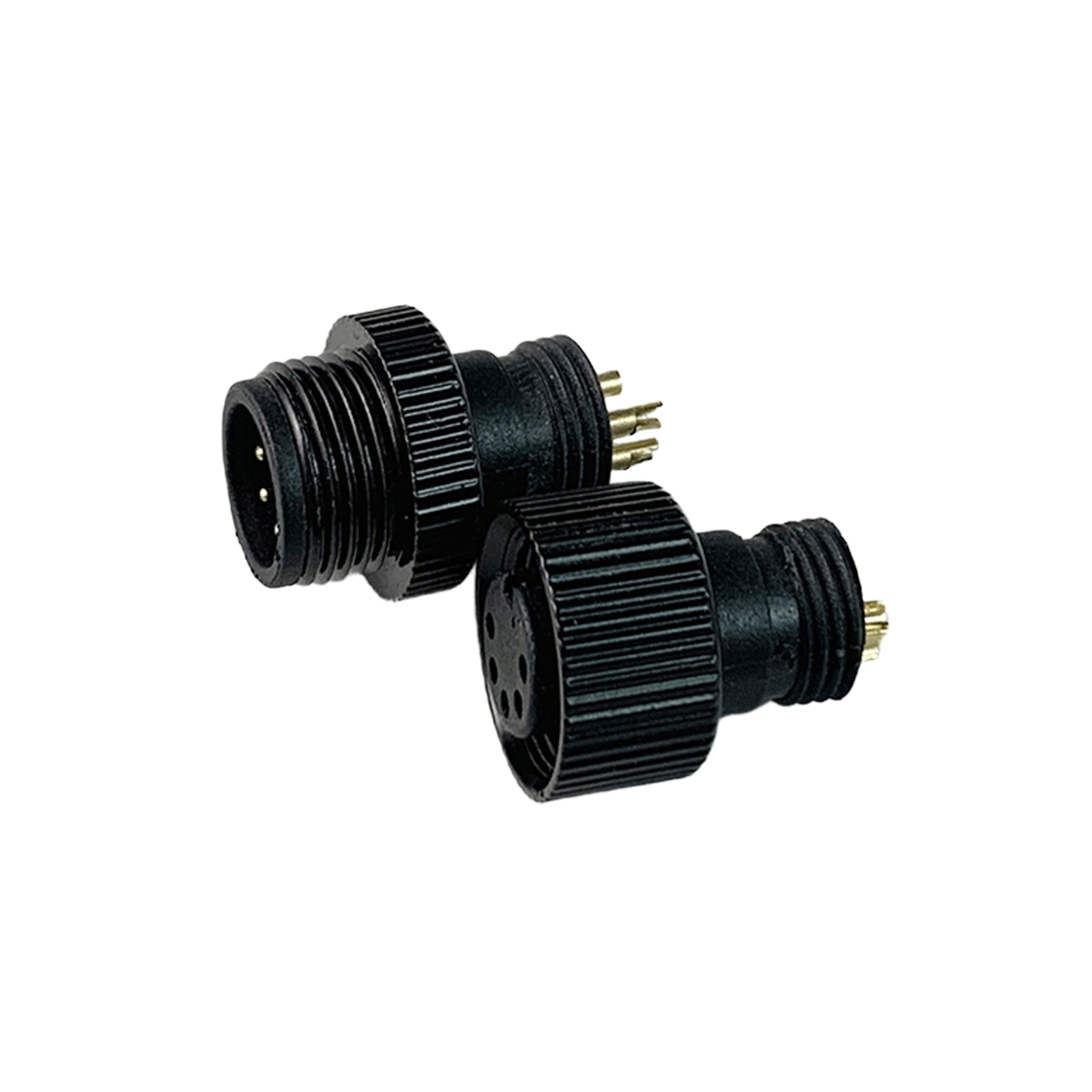 M12成型式防水连接器 A编码 2～8芯线端公头B款+9.5L黑色铝螺丝