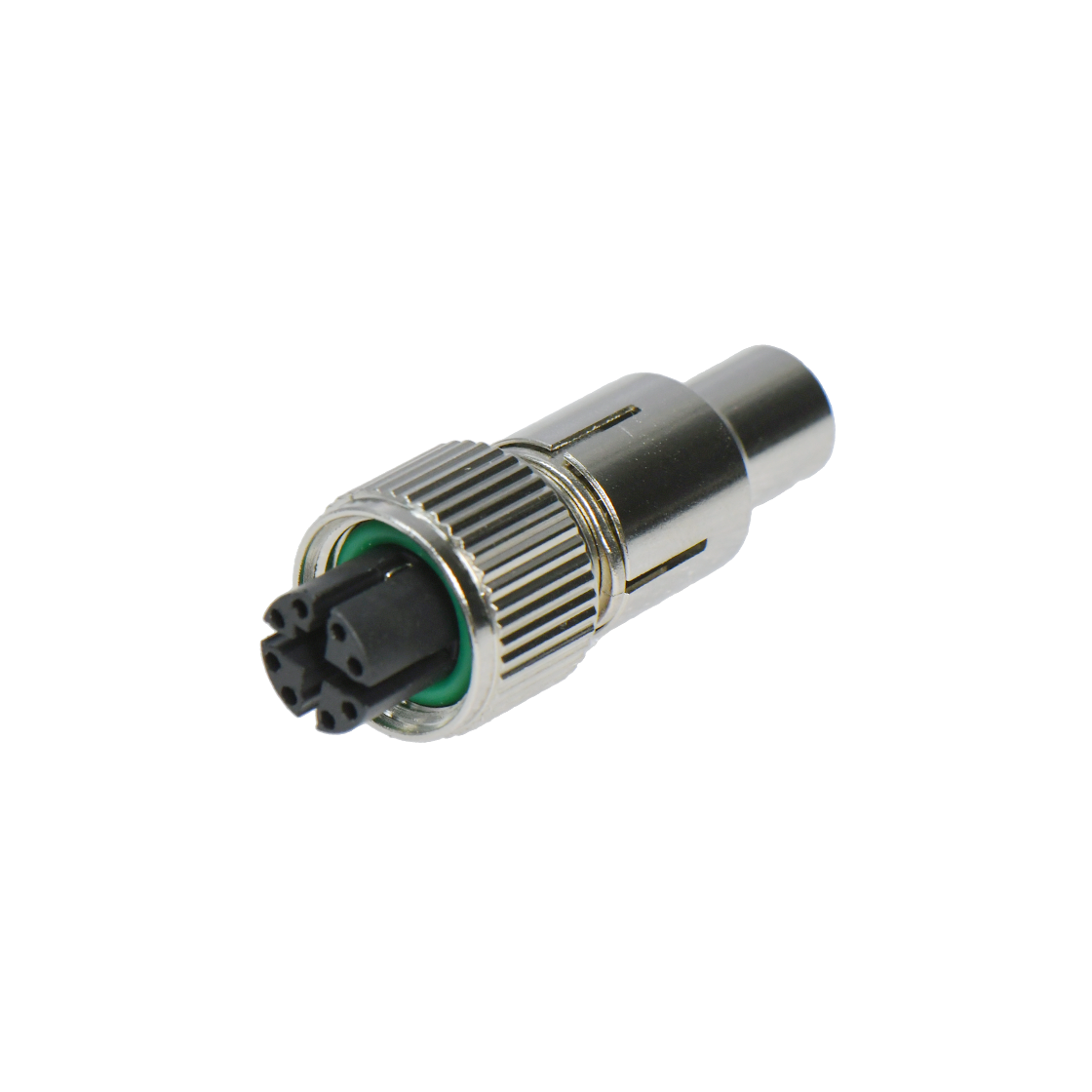 M12成型式 X编码 8芯母头 焊线式 屏蔽款+10L直纹螺母