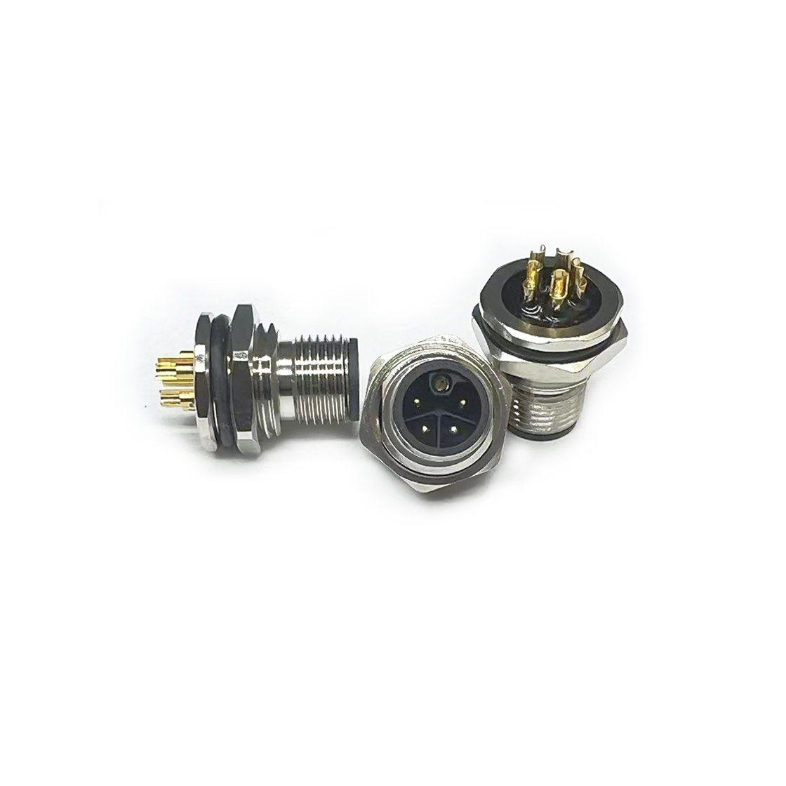 M12防水连接器 L编码 5PIN 线端公头 前锁面板式PG9 SW17T
