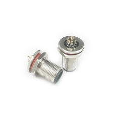 M12防水连接器 A编码 焊线式公头 前锁面板式M12 SW15T