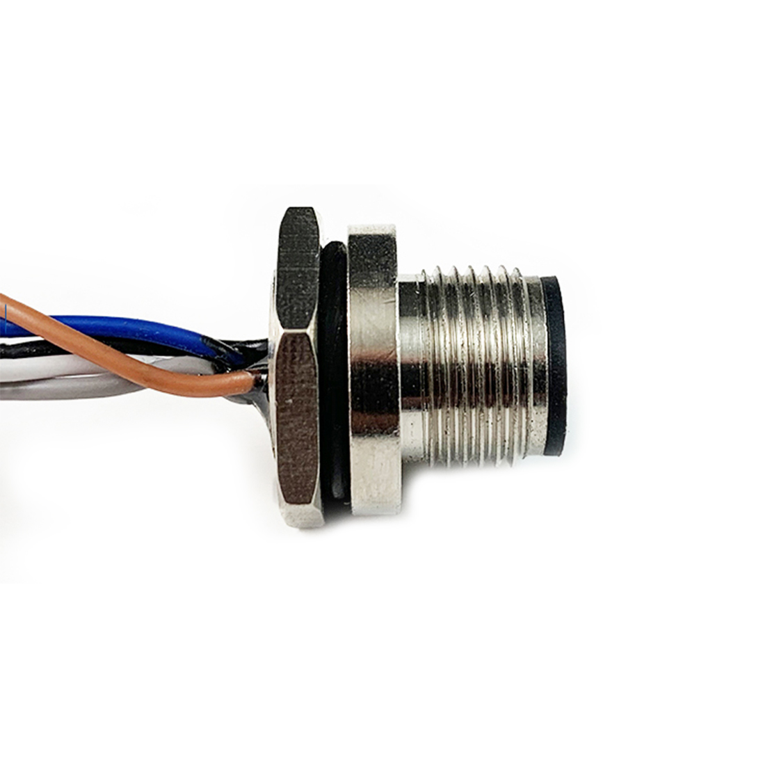M12防水连接器 B编码 4PIN 线端公头 后锁面板式M12 F16.8
