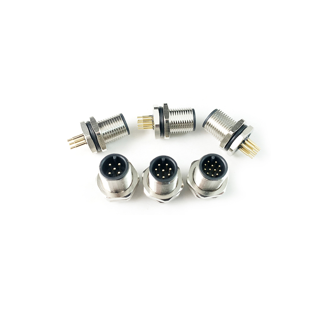 M12防水连接器 板端公头 前锁面板式M12 SW15T-22.1L