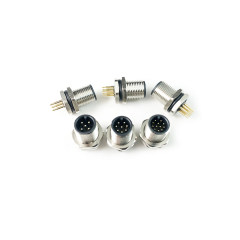M12防水连接器 板端公头 前锁面板式M12 SW15T-26.1L