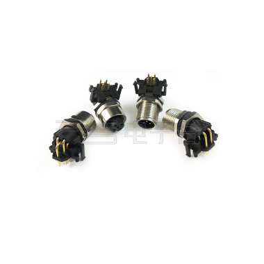 M12防水连接器 A编码 2芯 PCB式公弯头 前锁面板