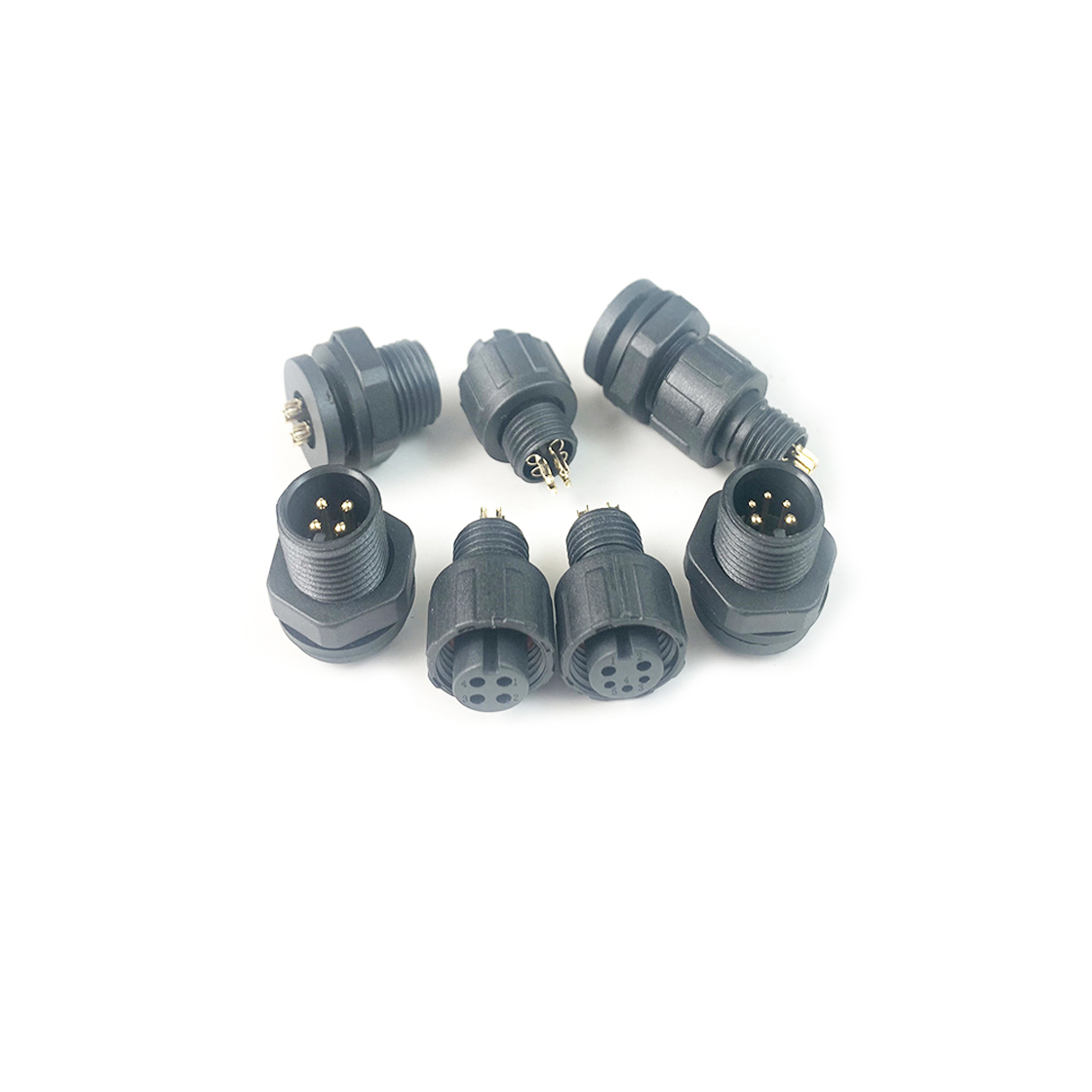 M12防水连接器 Y编码 2PIN 板端公头 前锁面板式Y-CJ款