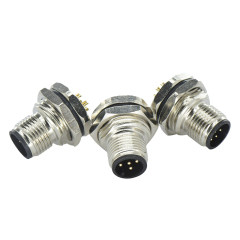 M12前锁面板 公直头 ABD编码 2～8芯 焊线式 开孔M16