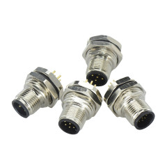 M12前锁面板 公直头 ABD编码 2～8芯 PCB式 开孔M16