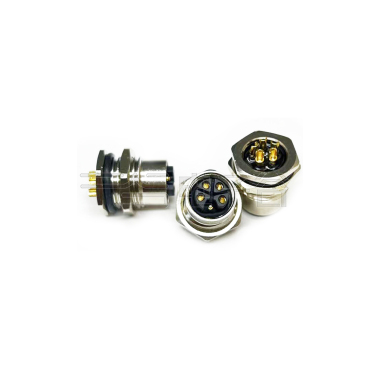 M12防水连接器 L编码 5PIN 线端母头 前锁面板式PG9 SW17T