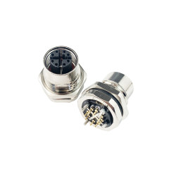 M12防水连接器 X编码 板端母头X-CODE 前锁面板式PG9 SW17T