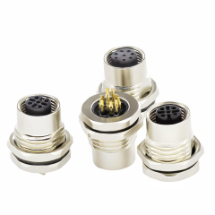 M12前锁面板 母直头 ABD编码 2～8芯 焊线式 开孔M16