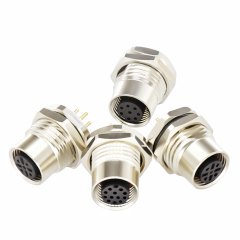 M12前锁面板 母直头 ABD编码 2～8芯 PCB式 开孔M16