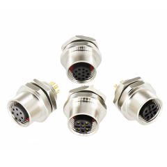 M12后锁面板 母直头 ABD编码 2～8芯 焊线式 开孔M12