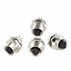 M12后锁面板 母直头 ABD编码 2～8芯 PCB式 开孔M12