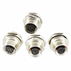 M12后锁面板 母直头 ABD编码 2～8芯 焊线式 开孔M16