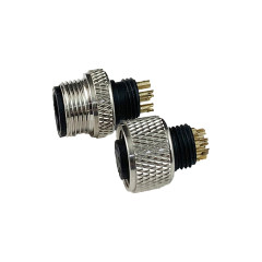 M12防水连接器 A编码 线端公头 C款+11.8L双网纹螺丝