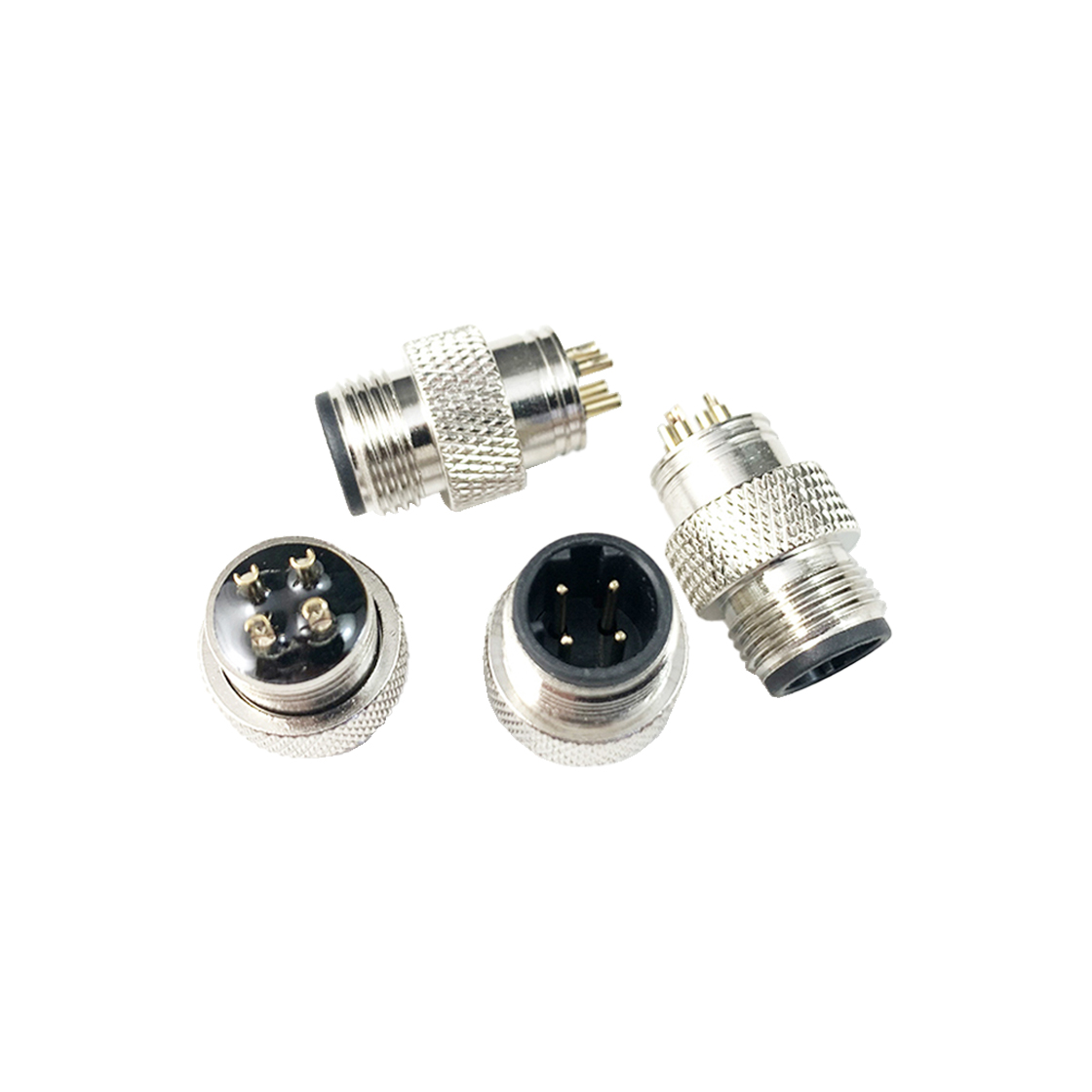 M12防水连接器 A编码 3PIN 线端公头 屏蔽款+13L弹簧网纹螺丝