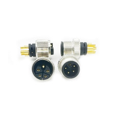 M12防水连接器 线端公头 L-CODE+11.8L双网纹螺丝
