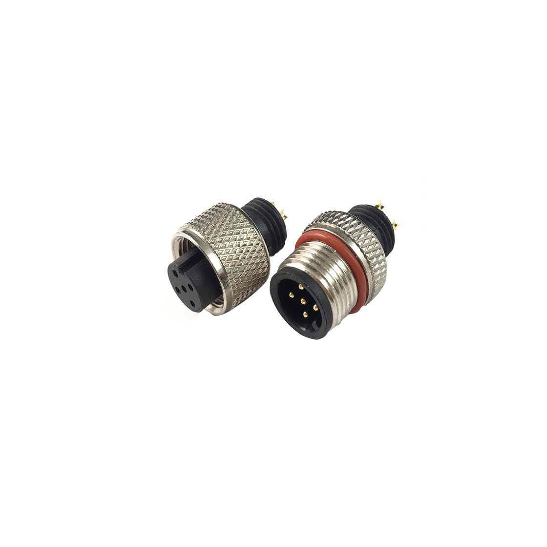 M12防水连接器 线端公头 B款+12.4L网纹螺丝